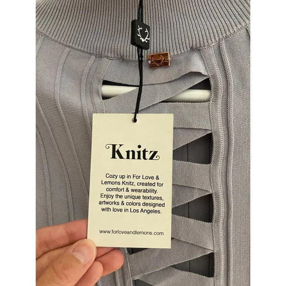 For Love & Lemons x KNITZ NWT Simone Laced Back Sweater Dress Small REVOLVE - Picture 9 of 16